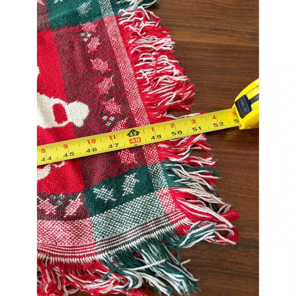 Vintage Christmas Woven Tapestry Throw Blanket Santa Claus Reversible 60x48